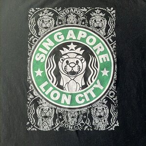 Singapore Lion City Guardian Angel T-Shirt Premium Cotton Black Large